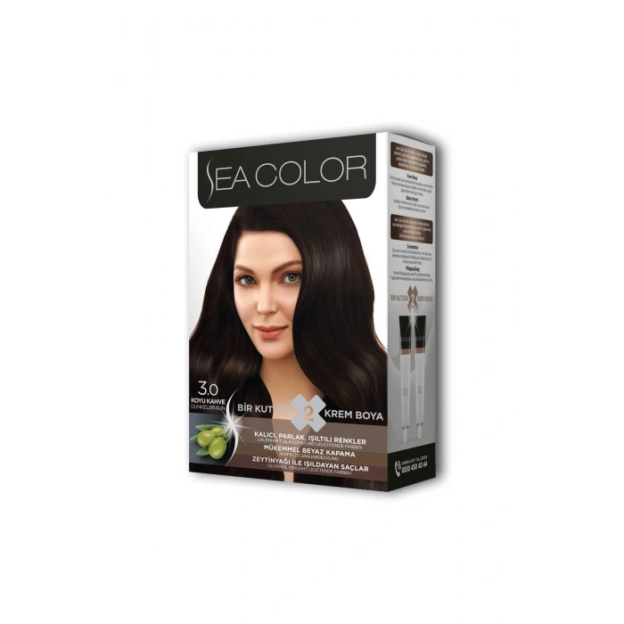 2X2 Tüp Krem Saç Boyası Seti Koyu Kahve No:3.0 (74)