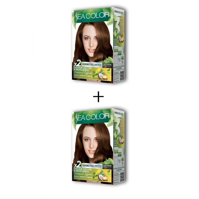2X2 Tüp Krem Saç Boyası Seti Koyu Karamel No:7.7 (74)