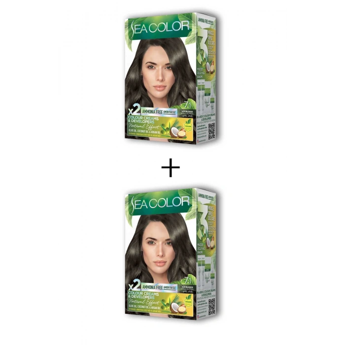 2X2 Tüp Krem Saç Boyası Seti Küllü Kumral No:7.1 (74)