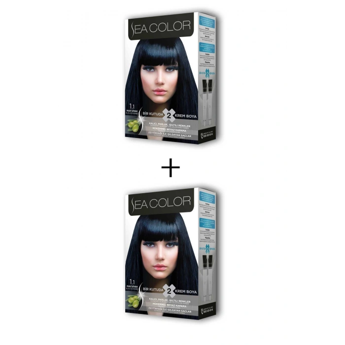 2X2 Tüp Krem Saç Boyası Seti Mavi Siyah No:1.1 (74)