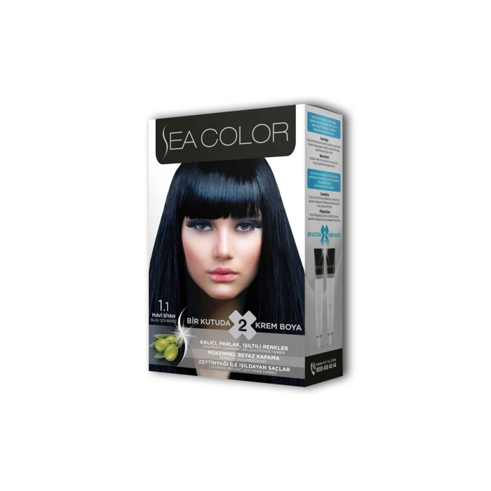 2X2 Tüp Krem Saç Boyası Seti Mavi Siyah No:1.1 (74)