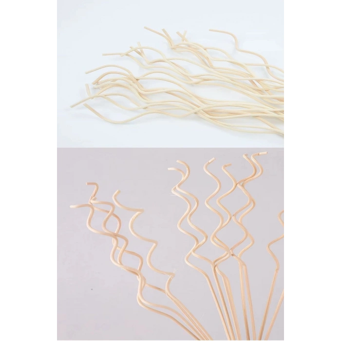 3 Adet Dalgalı Model Aromaterapi Dağıtıcı Rattan Sopa- Ev Dekor Şişe - Koku Yağı Ahşap Difüzör Çubuk