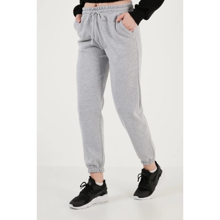 3 iplik şardonlu paça lastikli eşofman gri