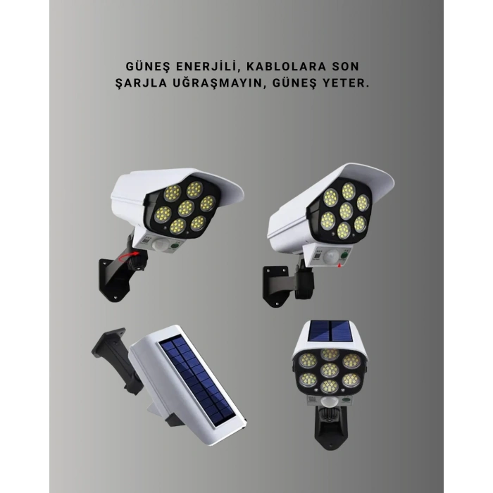 3 Modlu Güneş Paneli Aydınlatmalı Dış Mekan Güvenlik Işığı – IP65 Su Geçirmez, PIR Sensörlü
