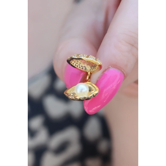 316L Çelik Gold Renk Açılır Midye Model Kadın Kolye