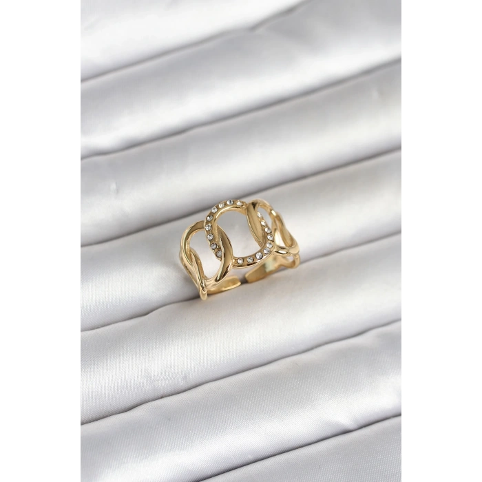 316L Çelik Gold Renk Samanyolu Model Kadın Yüzük
