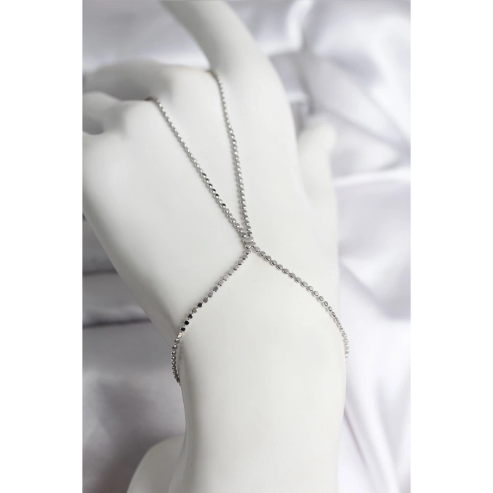 316L Çelik Gümüş Renk Ezme Zincir Model Kadın Şahmeran