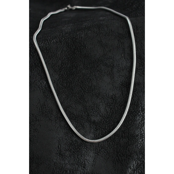 316L Çelik Oval İtalyan Zincir Model Gümüş Renk Erkek Kolye