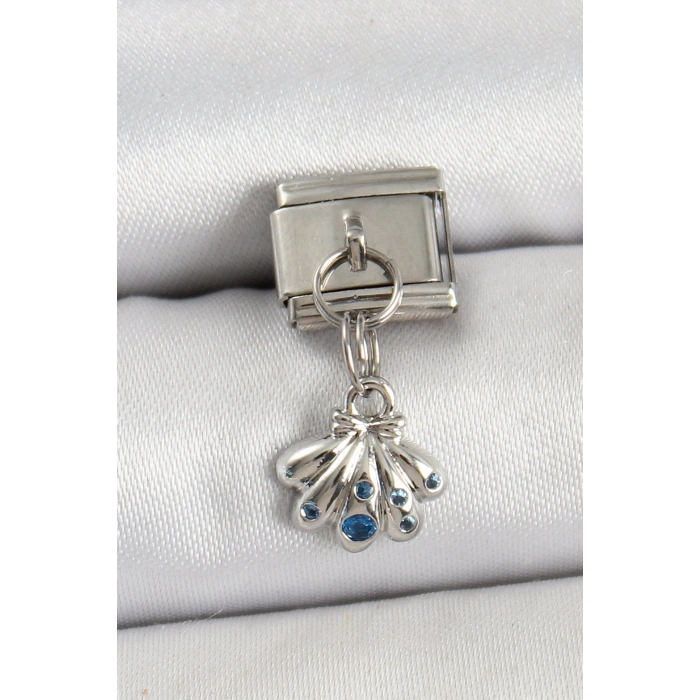 316L Çelik Sallantılı Fiyonklu Buket Model Gümüş Renk Nomination Charm