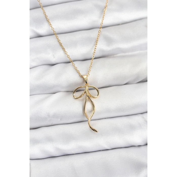 316L Çelik Zincir Gold Renk Fiyonk Model Kadın Kolye