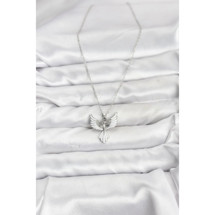 316L Çelik Zincir Gümüş Renk Anka Kuşu Model Kadın Kolye