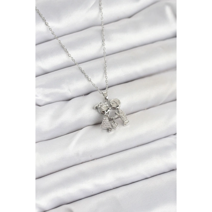 316L Çelik Zincir Gümüş Renk Erkek Kız Model Kadın Kolye