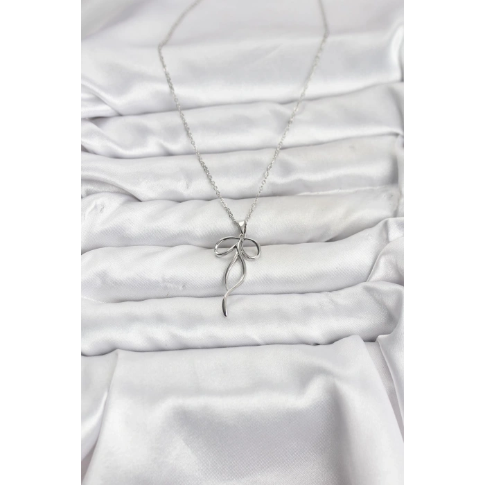 316L Çelik Zincir Gümüş Renk Fiyonk Model Kadın Kolye