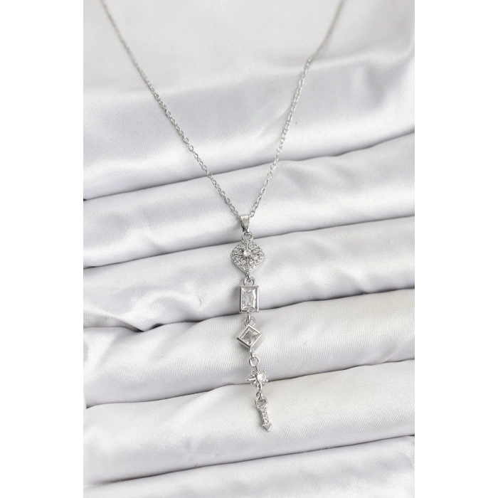 316L Çelik Zincir Gümüş Renk Kutup Yıldızı Enerji Model Kadın Y Kolye