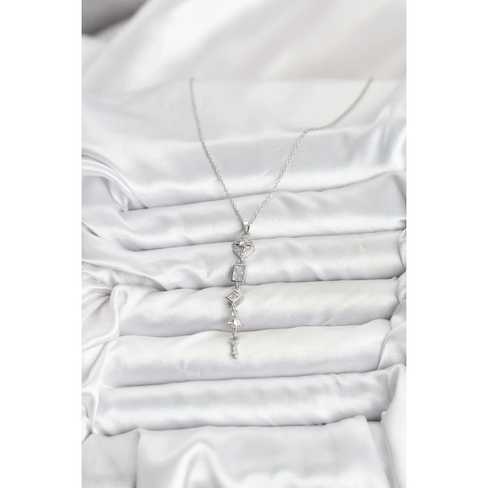 316L Çelik Zincir Gümüş Renk Kutup Yıldızı Enerji Model Kadın Y Kolye