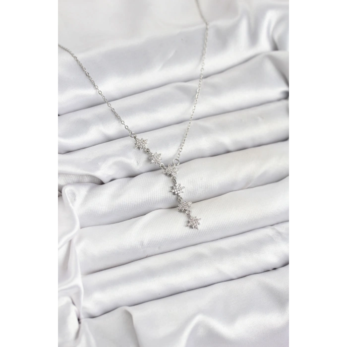 316L Çelik Zincir Gümüş Renk Kutup Yıldızı Model Kadın Kolye