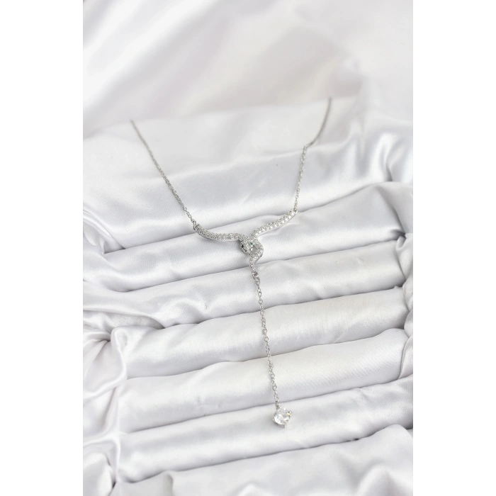 316L Çelik Zincir Gümüş Renk Yılan Model Y Kolye