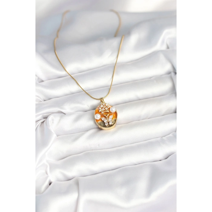 316L Çelik Zincir Kelebek Model Sanatsal Portre Kadın Kolye