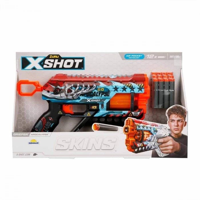 36561 X-Shot Skins Griefer 12 li Sünger Dart Atan  32 cm