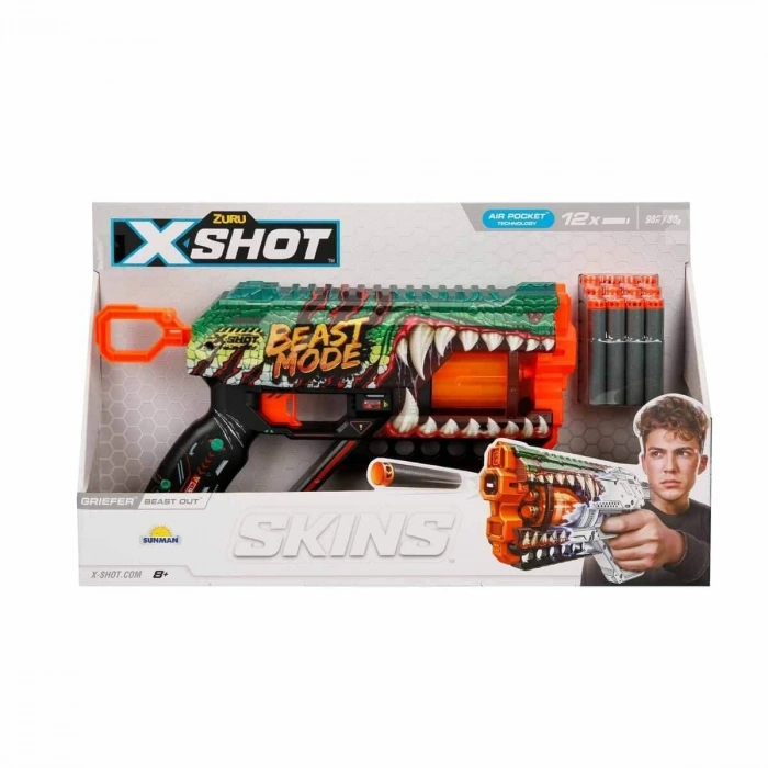 36561 X-Shot Skins Griefer 12 li Sünger Dart Atan  32 cm