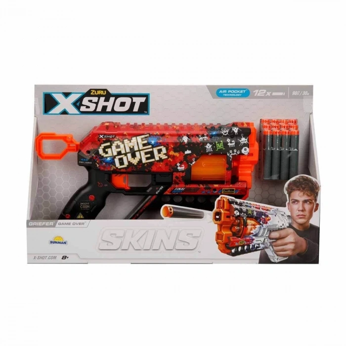36561 X-Shot Skins Griefer 12 li Sünger Dart Atan  32 cm