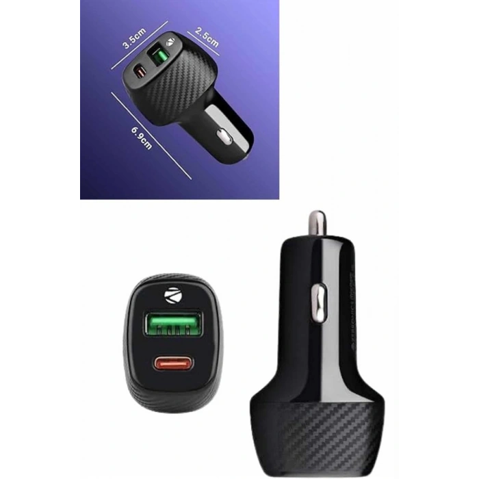 38W USB TypeC Girişli Oto Çakmaklık Araç İçi Hızlı Şarj Çakmaklık Şarj Aleti