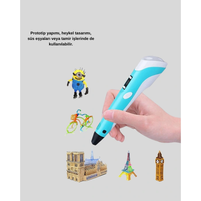 3D Kalem Ergonomik ve 1.75 mm Filament Destekli FDM Yazıcı Kalemi