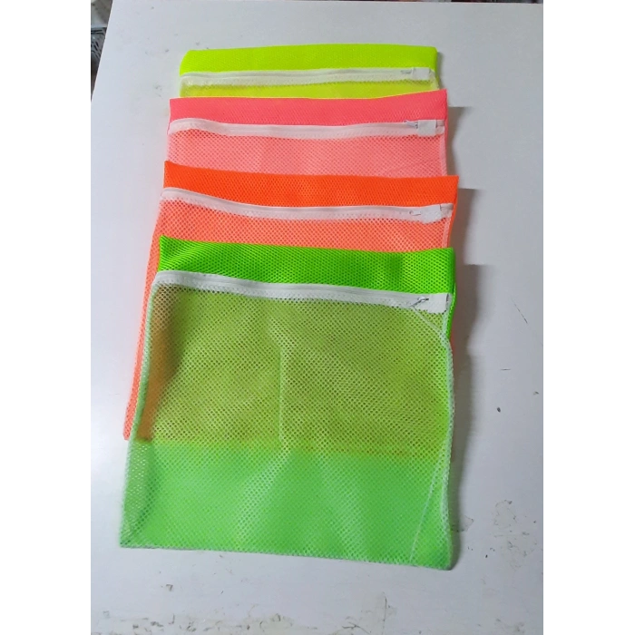 4 Adet 4 Renk Fermuarlı  Hassas Çamaşır Terlik Ayakkabı Yıkama Filesi Büyük Boy (74)