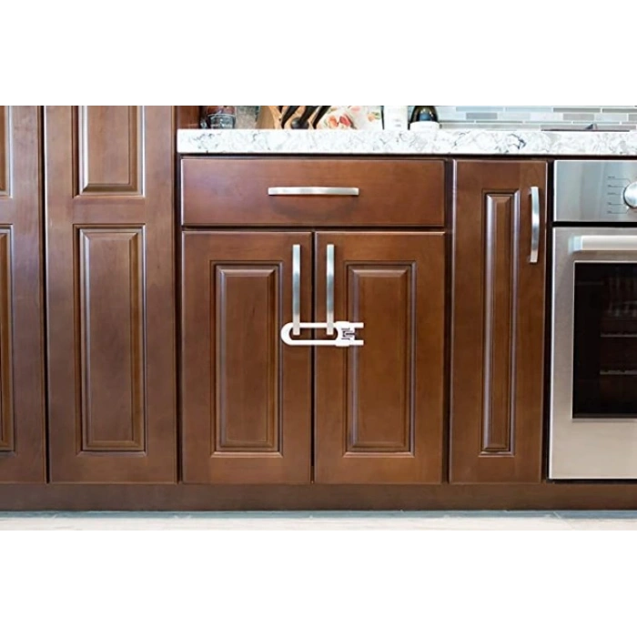 4 Adet Çuk Koruma Kilidi - Slide Dolap Çekmece Kilidi Sürgülü Kilit