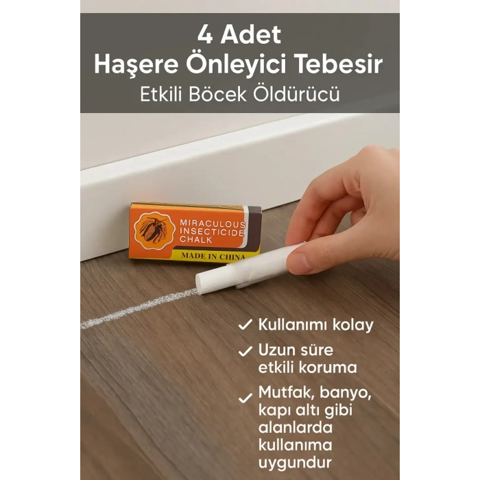 4 Adet Haşere Tebeşiri  Böcek Önleyici Tebeşir  Etkili Hamam Böceği Ve Karınca Kovucu (74)
