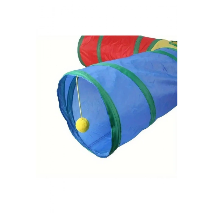 4 Yollu Kedi Tüneli Katlanır Gökkuşağı Kedi Köpek Oyun Tüneli Evcil Hayvan Oyun Tüneli 125 cm