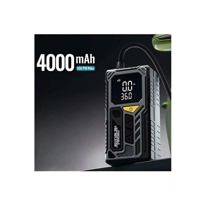 4000mah Ha Kompresörü Powerbank Özellikli Kompresör Araba Bisiklet Top Lastik Şişirme Pompası