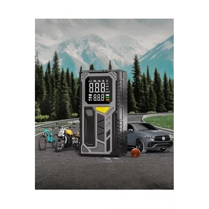 4000mah Ha Kompresörü Powerbank Özellikli Kompresör Araba Bisiklet Top Lastik Şişirme Pompası