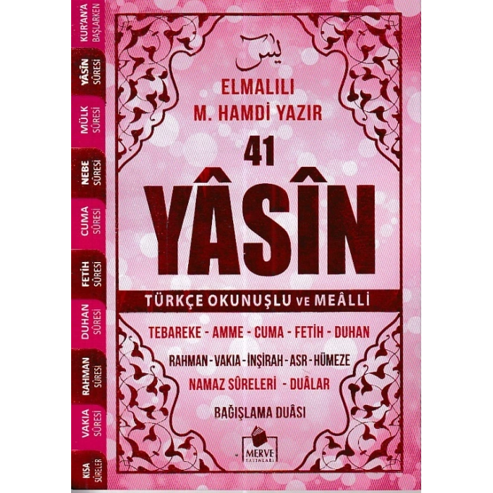 41 Yasin Çanta Boy Türkçe Okunuşlu ve Mealli Pembe Kapak