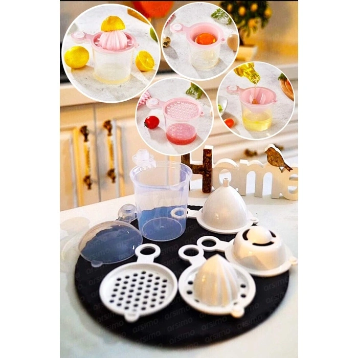 5 In 1 Süzgeç  Huni  Limon Sıkacağı  Yumurta Akı Ayırıcı Hazneli Mutfak Aparatı (74)