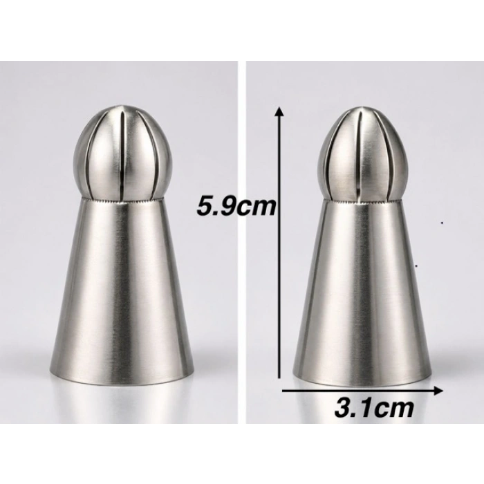 5li Profesyonel Rus Top Duy Ucu Seti – 5.9 cm Büyük Boy Paslanmaz Çelik a Sıkma ve Fırfır Uçları