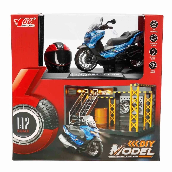 5839 SUN-MYG-MOTOSİKLET 1 12 BMW KASKLI FİGÜR PB.3R SES IŞIK