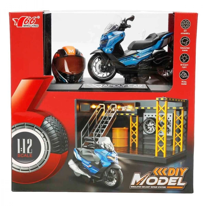 5839 SUN-MYG-MOTOSİKLET 1 12 BMW KASKLI FİGÜR PB.3R SES IŞIK