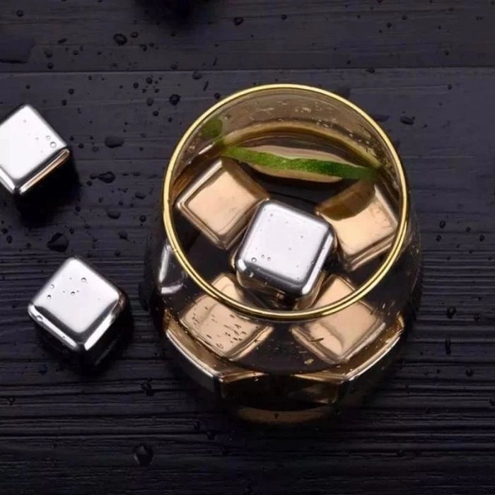 6lı Çelik Metal Kaplama Viski Taşı Soğutma Buz Küpü