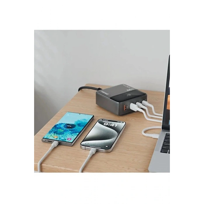 65w Masaüstü 4 Portlu Hızlı Şarj  İstasyonu 2xusb-a, 2xtype-c Giriş,1,5 Mt. Kablo