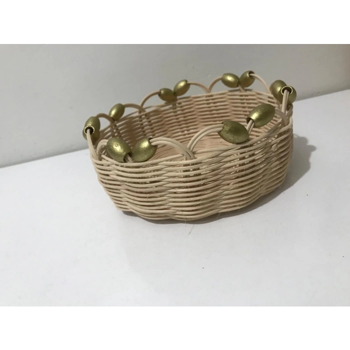 boncuklu  rattan küçük sepet