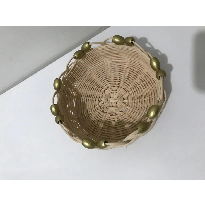 boncuklu  rattan küçük sepet