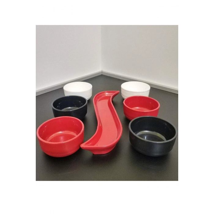 7 Parça Kahvaltı Seti Sosluk İftariyelik Çerezlik Kırılmaz Melamin Çap 7 Cm (74)