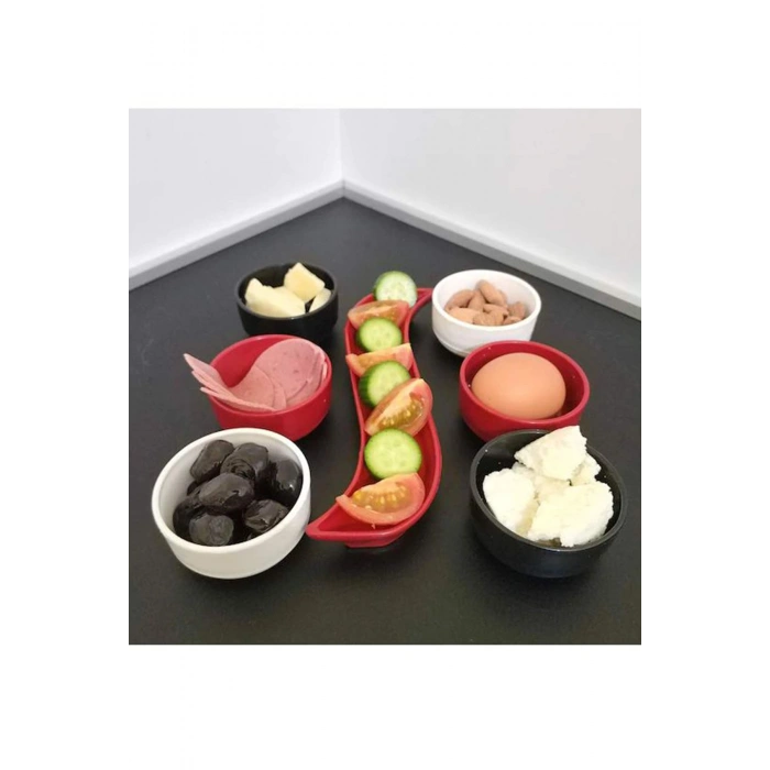 7 Parça Kahvaltı Seti Sosluk İftariyelik Çerezlik Kırılmaz Melamin Çap 7 Cm (74)