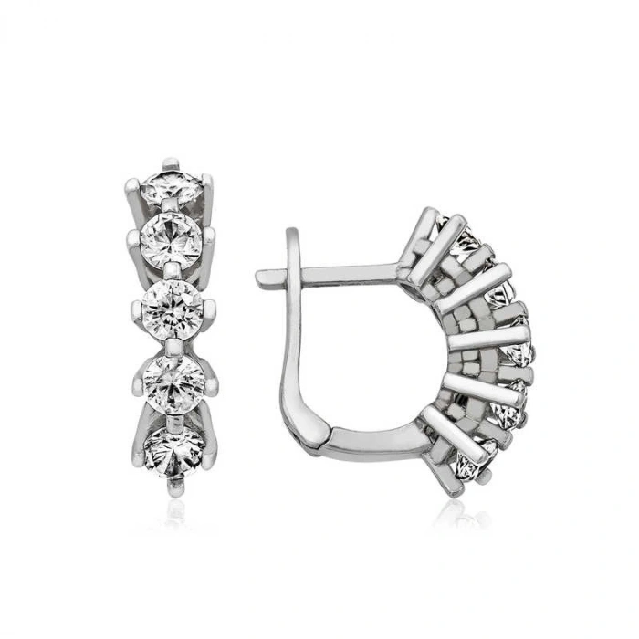 925 Ayar Gümüş 5 Taş Küpe T4217 (74)