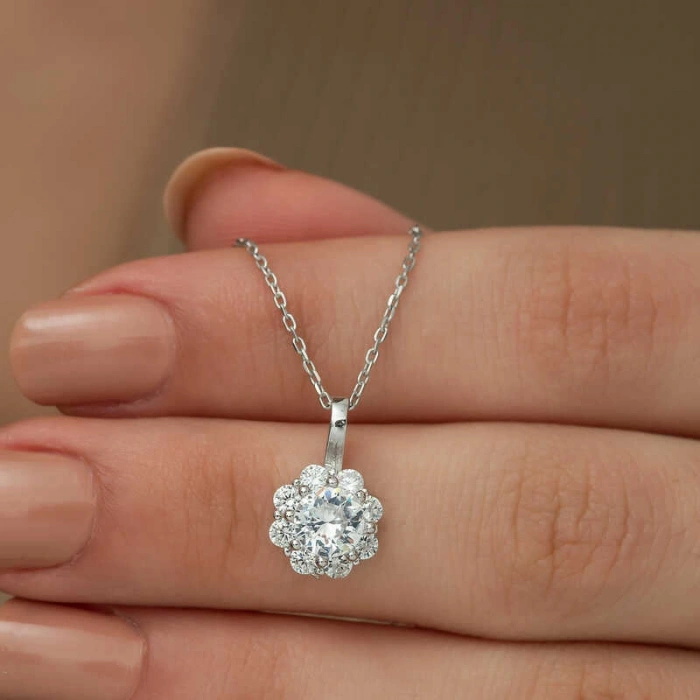 925 Ayar Gümüş Çiçek Kadın Gümüş Kolye T5140 (74)