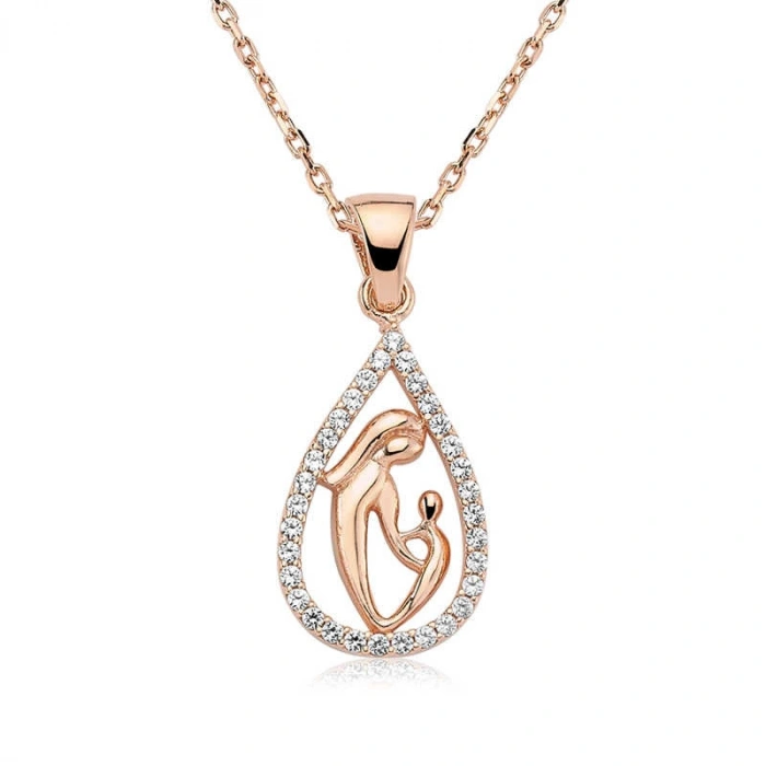 925 Ayar Gümüş Damla Anne Çocuk Kolyesi Pt0940001 (74)