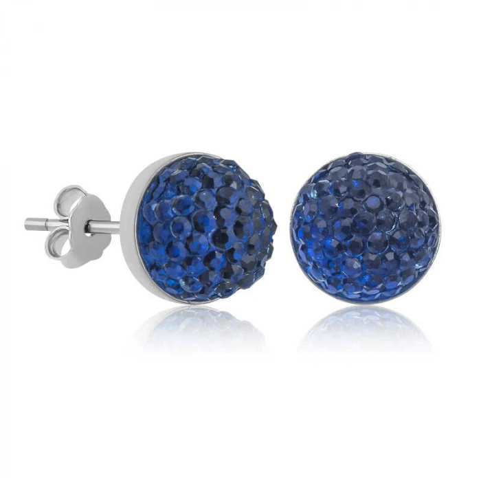 925 Ayar Gümüş Kristal Mavi Çivili Küpe Ea1650002 (74)