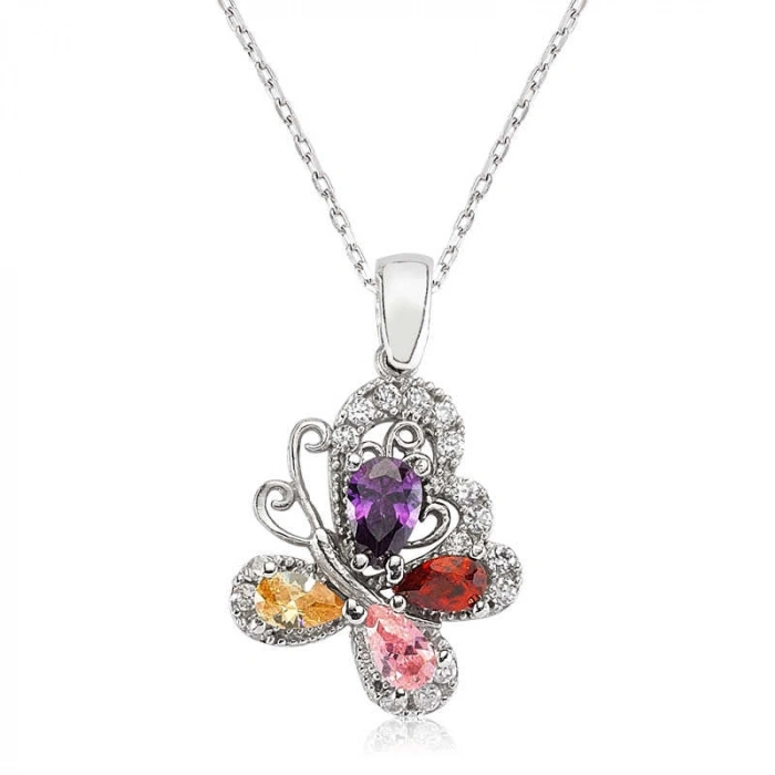 925 Ayar Gümüş Renkli Kelebek Kadın Gümüş Kolye Pt1270083 (74)