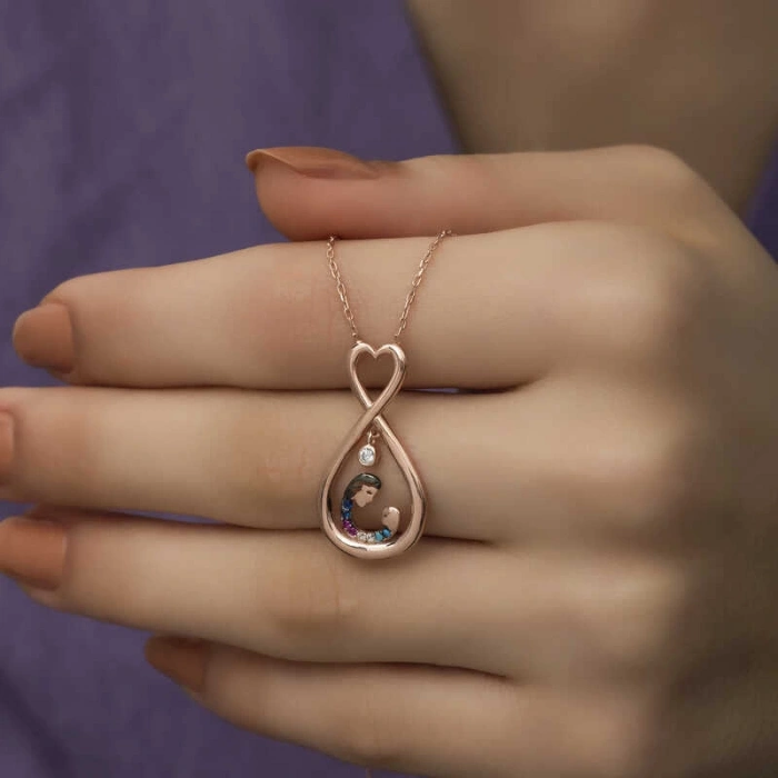 925 Ayar Gümüş Sonsuz Kalpli Anne Çocuk Kolyesi Pt26109177 (74)